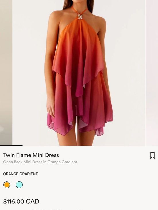 Peppermayo Dresses & Skirts - Peppermayo Pink to Orange Ombre High-Low Mini Dress with Floral appliqué